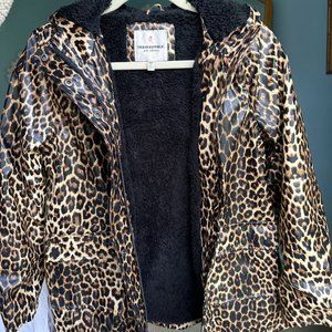 Urban Republic Rain Jacket Coat Water Resistant Fur Leopard Cheetah